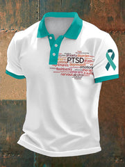 Men's PTSD Awareness Veteran Printed Casual Tops