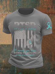 Men's PTSD Awareness Veteran Printed T-shirt