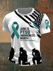 Men's PTSD Awareness Veteran Printed T-shirt