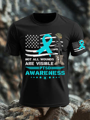 Men's PTSD Awareness Veteran Printed T-shirt