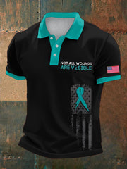Men's PTSD Awareness Veteran Printed Casual Tops