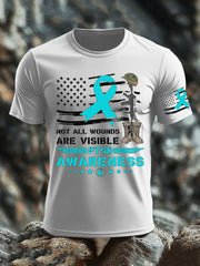 Men's PTSD Awareness Veteran Printed T-shirt
