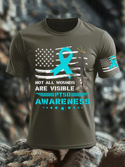 Men's PTSD Awareness Veteran Printed T-shirt