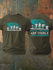 Men's PTSD Awareness Veteran Printed T-shirt