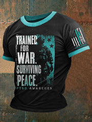 Men's PTSD Awareness Veteran Printed T-shirt