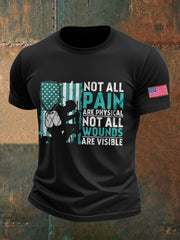 Men's PTSD Awareness Veteran Printed T-shirt