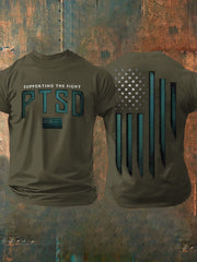 Men's PTSD Awareness Veteran Printed T-shirt