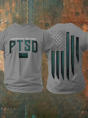 Men's PTSD Awareness Veteran Printed T-shirt