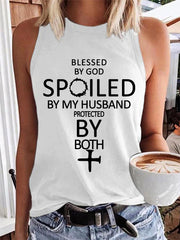 Women's Blessed By God Spoiled By My Husband Protected By Both Casual Vest