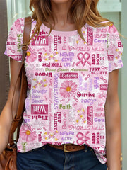 Women's Breast Cancer Awareness Print Short Sleeve T-Shirt