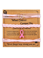 Women's Breast Cancer Awareness Pink Ribbon Bracelet Set