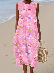 Women's Breast Cancer Awareness Ribbon Floral Dress