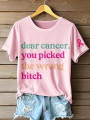 Women's Breast Cancer Awareness Inspired Print T-Shirt