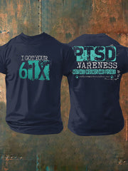 Men's PTSD Awareness Veteran Printed T-shirt