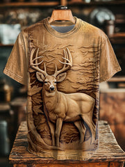 Men's 3D Deer in the forest print T-shirt