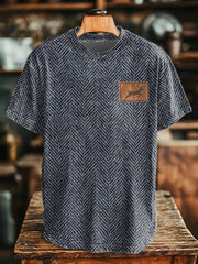 Men's Vintage Herringbone Deer Print T-Shirt