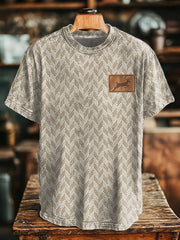 Men's Vintage Herringbone Deer Print T-Shirt