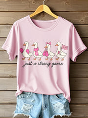 Women's Just A Strong Goose Print Breast Cancer Awareness T-Shirt