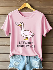 Women's Let's Kick Cancer's Ass Print T-Shirt