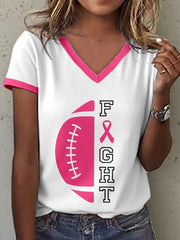 Women's Fight For Breast Cancer Print T-Shirt