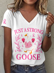 Women's Just A Strong Goose Print V-Neck T-Shirt