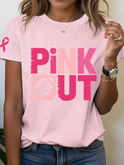 Women's Breast Cancer Awareness PINK OUT Print T-Shirt