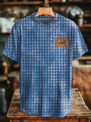 Men's Retro Denim Style Deer Print T-Shirt