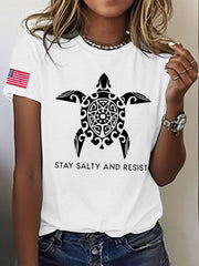 Women's 8647 FDT Stay Salty And Resist Printed T-shirt