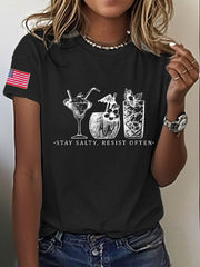 Women's 8647 FDT Stay Salty And Resist Printed T-shirt