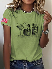 Women's 8647 FDT Stay Salty And Resist Printed T-shirt