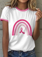 Women's Breast Cancer Awareness Embroidered T-Shirt
