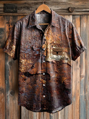 Men's western style vintage rust print shirts