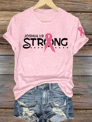 Women's Breast Cancer Awareness Strong Joshua 1:9 T-Shirt