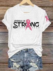 Women's Breast Cancer Awareness Strong Joshua 1:9 T-Shirt