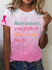 Women's Breast Cancer Awareness Dear Cancer You Picked The Wrong Bitch Short Sleeve T-Shirt