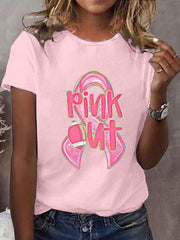 Women's Breast Cancer Awareness Pink Out Print T-Shirt