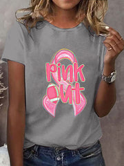 Women's Breast Cancer Awareness Pink Out Print T-Shirt