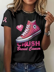 Women's Crush Breast Cancer Printed Casual T-Shirt