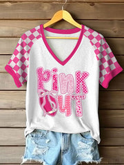 Women's Breast Cancer Awareness Pink Out Print T-Shirt