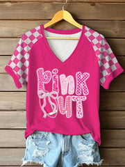 Women's Breast Cancer Awareness Pink Out Print T-Shirt