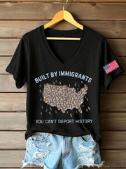 Women's 8647 FDT Built By Immigrants Printed T-Shirt