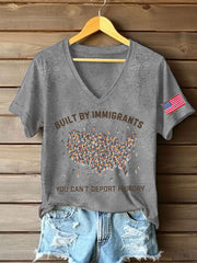 Women's 8647 FDT Built By Immigrants Printed T-Shirt