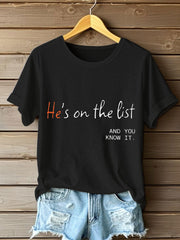 Women's 8647 FDT He's On The List Epstein Printed T-shirt