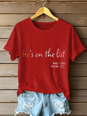 Women's 8647 FDT He's On The List Epstein Printed T-shirt
