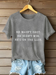 Women's 8647 FDT He's On The List Epstein Printed T-Shirt