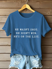 Women's 8647 FDT He's On The List Epstein Printed T-Shirt