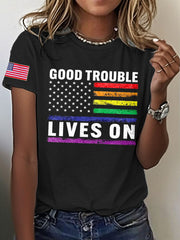 Women's 8647 FDT Good Trouble Lives On Printed T-Shirt