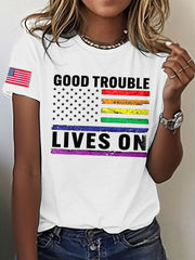 Women's 8647 FDT Good Trouble Lives On Printed T-Shirt