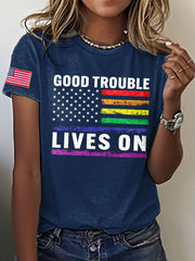 Women's 8647 FDT Good Trouble Lives On Printed T-Shirt