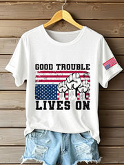 Women's 8647 FDT Good Trouble Lives On Printed T-Shirt